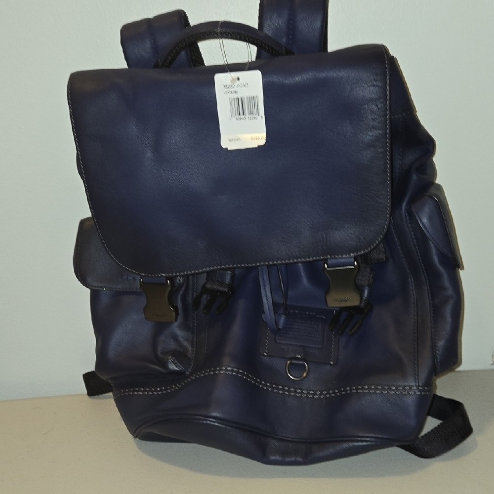 Coach Dark Blue Leather Backpack
